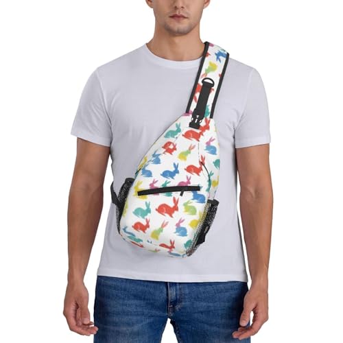 Mochila bandolera urbana con estampado de conejos para viajes y senderismo miniatura 7