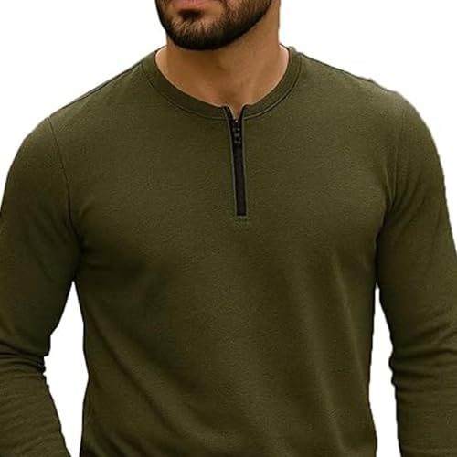 Image of RodZen Men's Cotton Blend Full Sleeve Solid Henley T Shirts