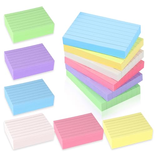 ELAKIRI 1200er Karteikarten a8 Liniert - aus 150g/m Verdicktes Papier Bunt Lernkarten | Beidseitig Liniert Vokabelkarten/Flashcards(5.2 x 7.4cm) für Formeln & Notizen Index Cards für Schule Büro