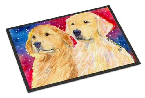 Caroline's Treasures SS8754MAT Golden Retriever Doormat 18x27 Front Door Mat Indoor Outdoor Rugs for Entryway, Non Slip Washable Low Pile, 18H X 27W