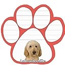 Labradoodle, Yellow Notepad With Unique Die Cut Paw Shaped Sticky Notes 50 Sheets Measuring 5 by 4.7 Inches Convenient Functional Everyday Item Great Gift For Labradoodle, Yellow Lovers and Owners