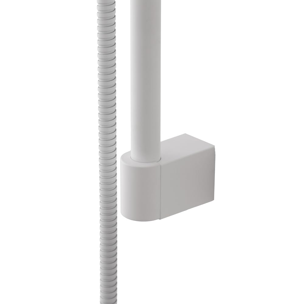Saliscendi Doccia Da 70 Cm Tondo Anticalcare In ABS Bianco Opaco Lucido Regolabile Con Doccetta Monogetto Da 24 Cm E Tubo Flessibile Da 150 Cm Con Fissaggi Inclusi Hidra