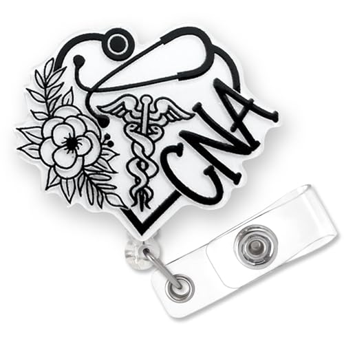 CNA Badge Reel Holder Retractable for Certified Nurse Nursing Assistant & Medical Worker | CNA Graduation Gifts, Funny Nurse ID Name Badge Reel with Alligator Clip & 24” Durable Nylon Cord | Acrylic