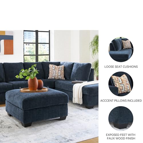 Image of Signature Design by Ashley 2-Piece Sectional Sofa with Chaise, Ink | Sag-resistant platform foundation, Durable 100% polyester chenille, 110-in width, 5-minute easy assembly, Aviemore Series