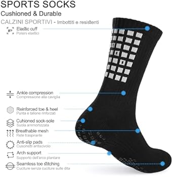 Zwarte Grip Voetbalsokken Heren Antislip Voetbalsokken Dames Pilates Katoenen Antislip Sport Sokken Rugby Gym Hiken Golf Cricket 36-42 Zwartgrijs M 3P