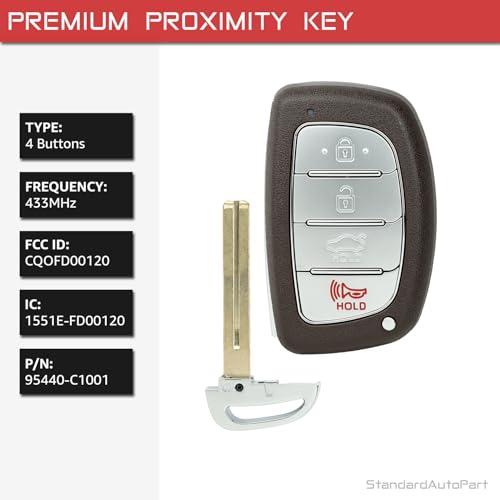 Clé télécommande pour Hyundai Sonata 2015-2017 boîtier 4 boutons