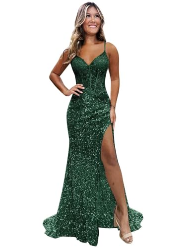 WENKAFO V Neck Glitter Appliques Prom Dresses for Women 2026