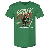 500 LEVEL Brock Faber Men's Premium T-Shirt - Brock Faber Minnesota Player Name WHT (Heather Kelly Green, Large)