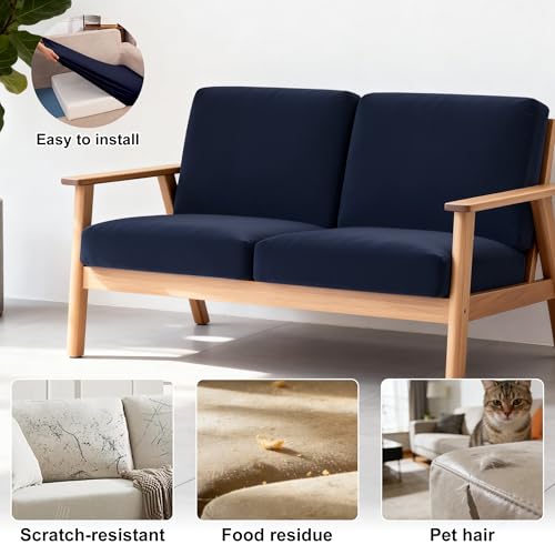 Image of BIETYONE 4Pcs Patio Stretch Cushion Covers,Outdoor Sofa Replacement Cover Slipcovers for Patio Furniture Cushion Covers, Washable Reusable Furniture Protector