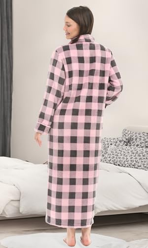 Image of Alexander Del Rossa Long Zip Up Robes, Plush Zipper Robes for Plus Size, Housecoats Zipper Front