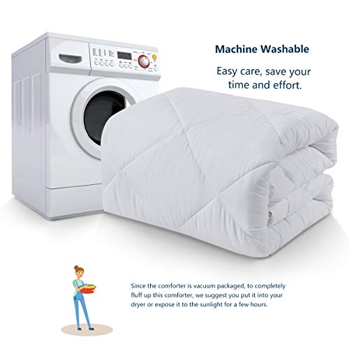 CozyLux Bettdecke 200x200cm für 4 Jahreszeiten - Bettdecke Ohne Bezug 2x2m Mikrofaser-Füllung 300GSM - Steppdecke mit 4 Eckschlaufen, Super Weiche Atmungsaktive Zudecke Schlafdecke 200x200, Weiß