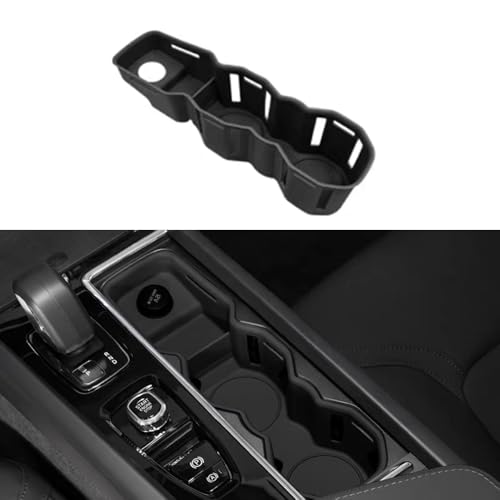 Image of Silicone Material Cup Holder Coaster for Volvo 2026 XC60 Center Console Gear Shift Protector, Automotive Accessories (2026 XC60 Cup Coaster, Black)