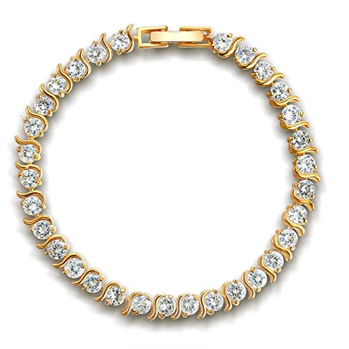 Kzzenki Mothers Day Gifts Gold Tennis Bracelets For Women Gold Bracelet 14K Plated Cubic Zirconia Bracelets For Women, Wedding Bracelets For Brides #TOP7