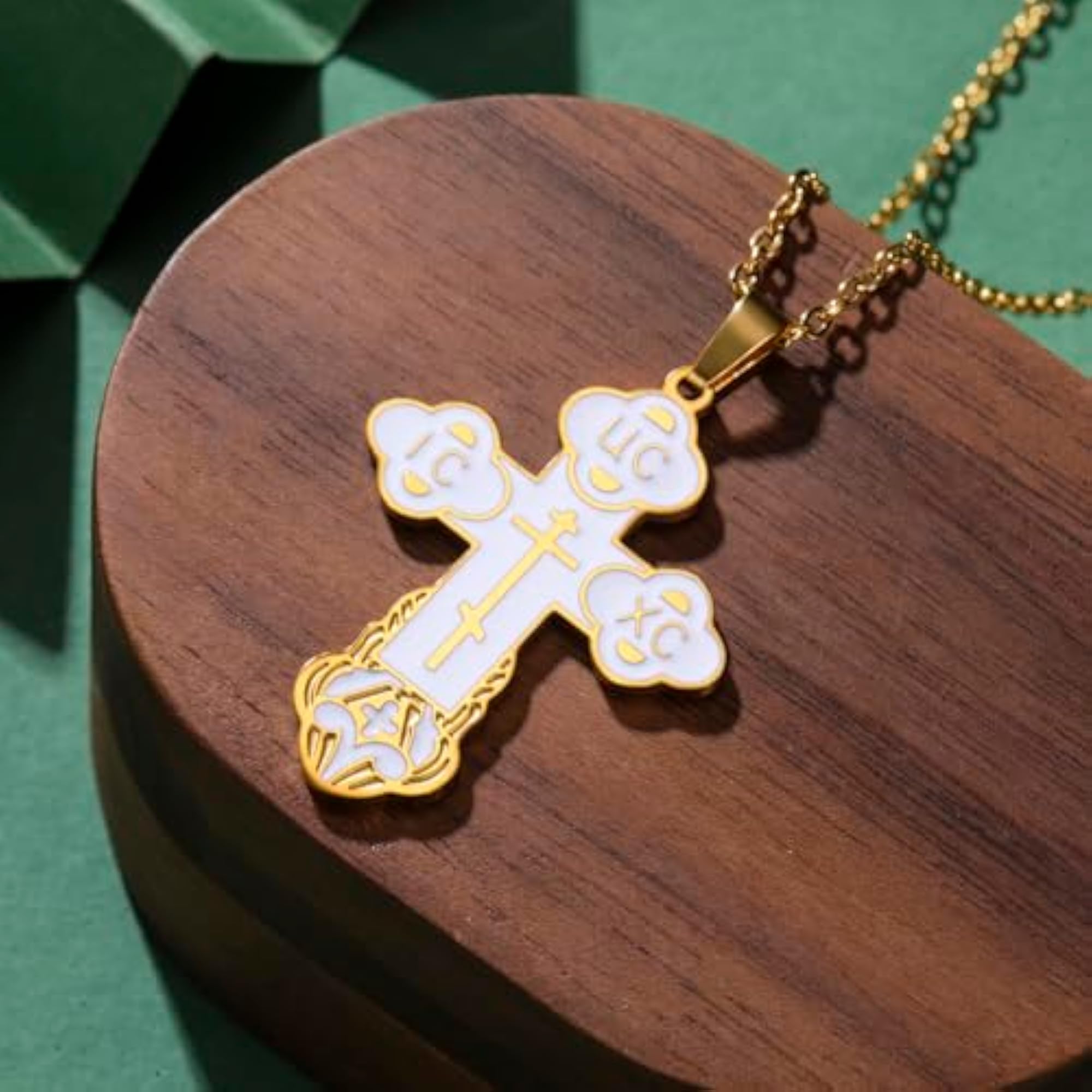 Cross Necklace Russian Orthodox Crucifix for Men and Women