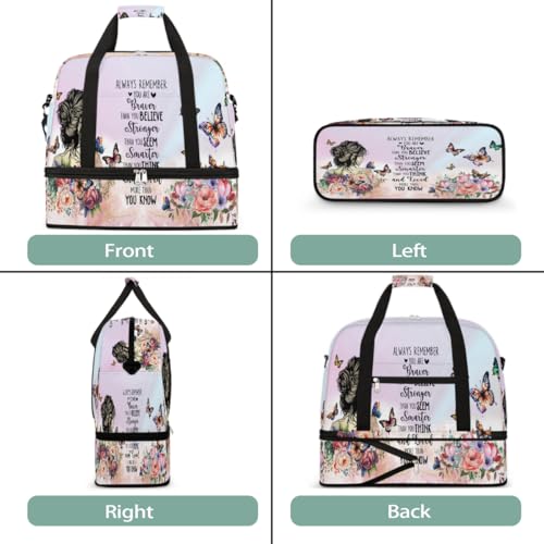 Sports Gym Bag Flower Floral 6 Large Travel Duffel Bag With Shoe Compartment Foldable Waterproof Carry-On Weekend Travel Bags for Camping Overnight Yoga Hospital Travel Bags3