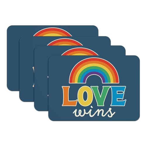 Set de table bleu caoutchouc LGBT grand format antidérapant Pride x4