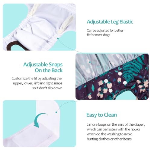 Image of CuteBone Female Dog Diapers with Skirts 3 Pack Reusable Puppy Dresses Pants for Heat Cycle Period QBD37S
