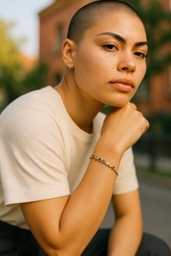 14K Gold Plated Simulated Diamonds Bezel Set Tennis Bracelets for Women - 3mm Cubic Zirconia Stones Trillion Trinity Radiant Cut Round - Colorful Bracelets for Women - Adjustable to fit all wrist sizes4