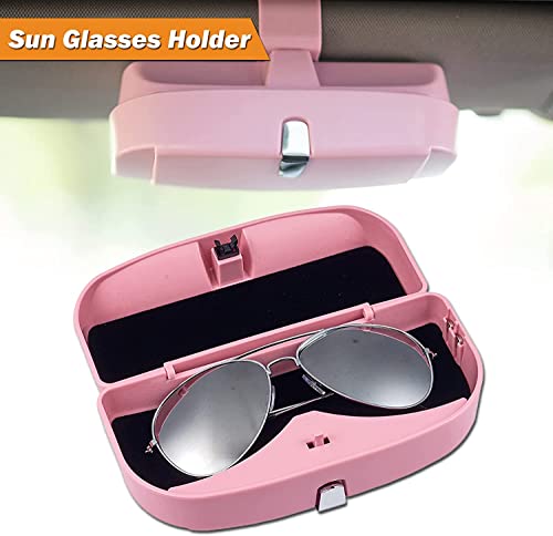 Image of AUGEN Multi-Function Big Face Sunglasses Frame Car Glasses Case Sun Visor Clip Holder Eyeglasses Glasses Case Storage Box Accessories (Pink)