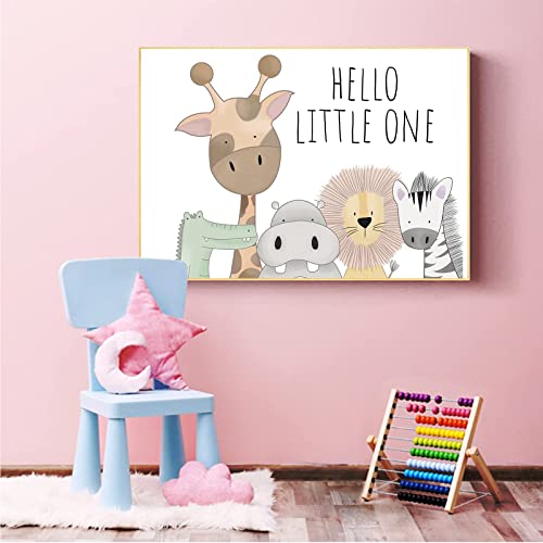 Animal Nursery Decor - Animal Wall Art Kid Baby Nursery Decor Safari Decor Minimalist Lion Zebra Hippo Giraffe Crocodile Animal Pictures For Baby Boys And Girls Room Decor Unframed 40×30Cm/16×12Inch #TOP2