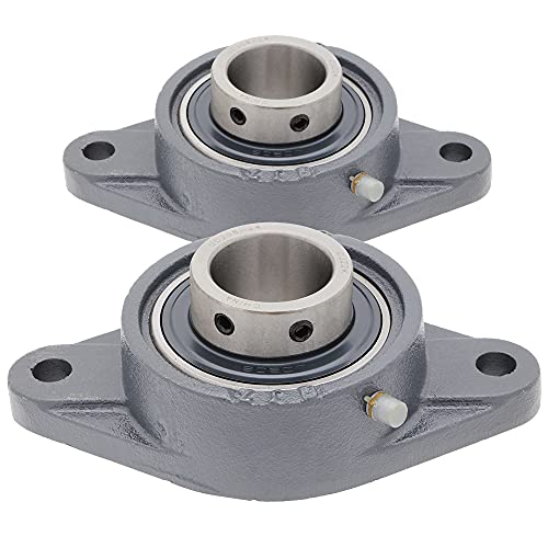 [2-Pack] UCFT208-24 - 1.5 in | 38.1 mm (Bore) - 2 Bolt Flange Unit, Cast Iron Housing FT208, Insert Bearing UC208, Set Screw Locking