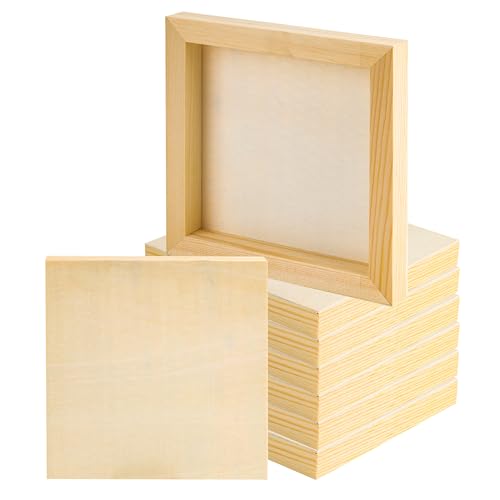 Wenlisell Paquete De 8 Paneles De Lona De Madera, Tableros De Madera Profundos Para Pintar Y Dibujar, Sin Acabar, Paneles Cuadrados De 15 X 15 Cm