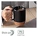 DOWAN Coffee Mugs, 15 oz Mug Set of 2, Large Ceramic Coffee Mug with Cork Bottom and Spill Proof Lid for Mom Dad, Big Mug for Latte Tea, Matte Grey