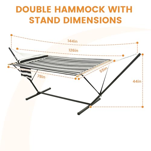 Image of Lazy Daze Double Hammock with Stand, Balance Straps & Carry Bag for Outside
