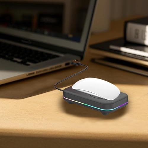 Ratón de computadora ergonómico inalámbrico recargable con luces LED RGB 6