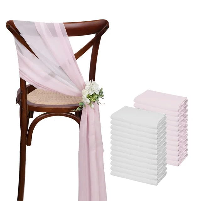Generisch 50 STÜCKE (25er-Set) 30 * 275 cm Lila Chiffon-Stuhlschärpen für Hochzeitsdekorationen Chiffon Vertikale Stuhlvorhänge Blauer Tüll-Stuhlbezug