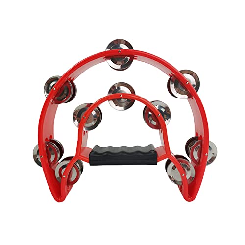 4 Pack 9" Double Row Tambourine Hand Held Percussion Drum, Half Moon Musical Tambourine Ensemble Instruments Metal Jingles Tambourines For Adults, Church, Ktv, Party #TOP5