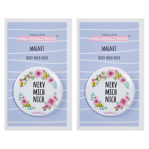 Fräulein Heiligenscheiss - Kühlschrankmagnete - Lustige Magnete mit Spruch - Doppelpack - Dekoration für Pinnwand, Whiteboard, Kühlschrank (Rund Rosa) Cover