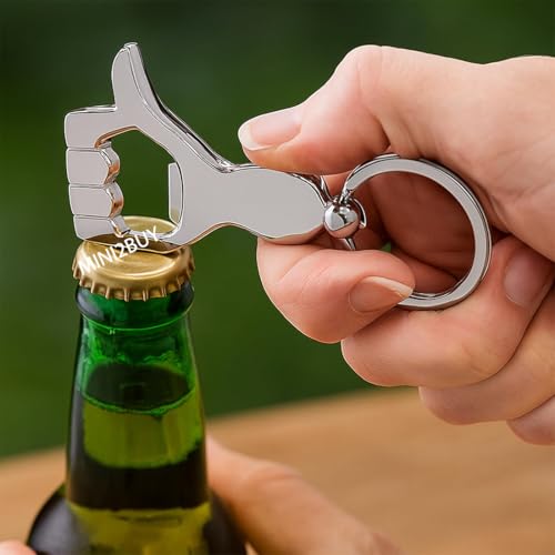 Image of Stainless Steel Bottle Opener Keychain Key Ring Multifunctional Ideal for a Special Occasion Metal Key Chain Metal Key Ring Gift for Beer Lovers (Non-Customized)