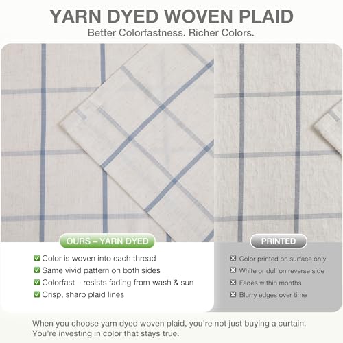 Vision Home Blue Plaid Linen Pinch Pleated Full Blackout Curtains 40x102Lx2 - image 6