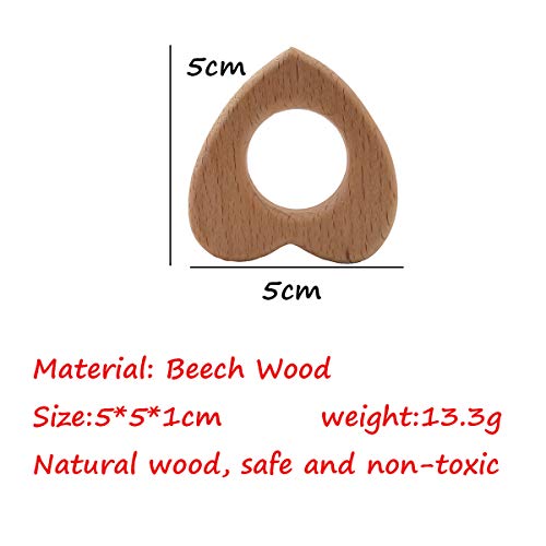 Image of 10pcs Organic Wood Heart Children's Toys Pure Natural Animal Shape Beech Wooden Handmade Grasping Pattern DIY Beading Chain Pendant