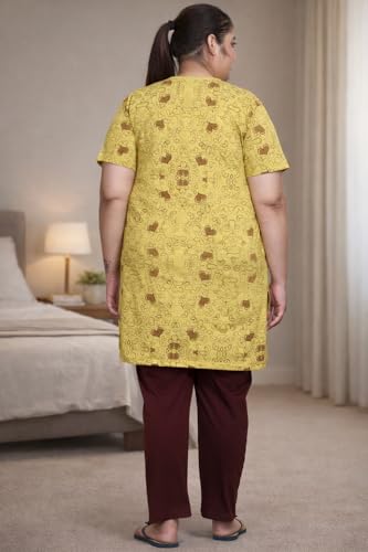 Image of RYSH Women's All-Over Printed Cotton Plus Size Longline T-Shirt with Pockets