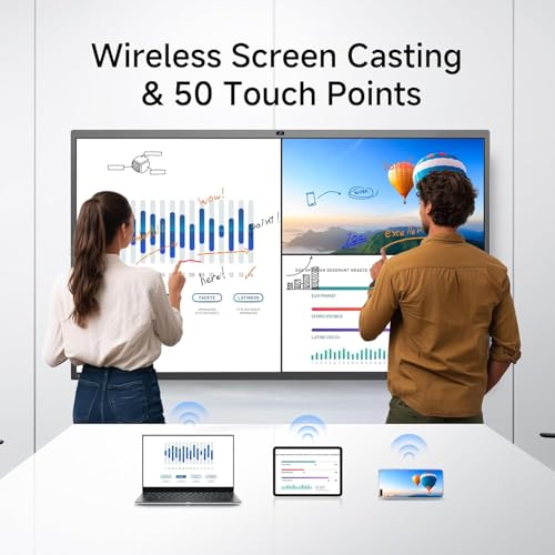 Image of 4K Smart Board - Google EDLA-Certified Interactive Whiteboard, 50-Point Touch, Wireless Casting - Digital Whiteboard for Classroom & Office & Home,300+ Free Apps(Board & Wall Mount Only) (75 Inch)