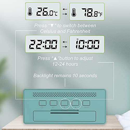 Baldr Compact Digital Alarm Clock With Ultra Hd Lcd Screen - Clocks For Bedroom, Travel Alarm, Desk Clocks For Office - Battery-Powered, Large Date/Time, Temperature/Humidity Displays (Turquoise) #TOP1