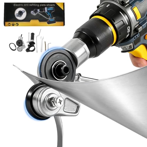 Sheet Metal Cutter Drill Attachment, Electric Drill Shears Attachment Cutter Nibbler, Metal Nibbler Drill Attachment for Cutting Iron, White Sheet, Steel, Copper, Aluminum