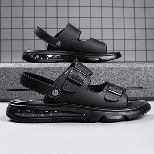 Casual Men Sandals Mens Flat Sandles Genuine Leather Outdoor Breathable Comfort Slip On Sandalias Hombre Adjustable(41)4