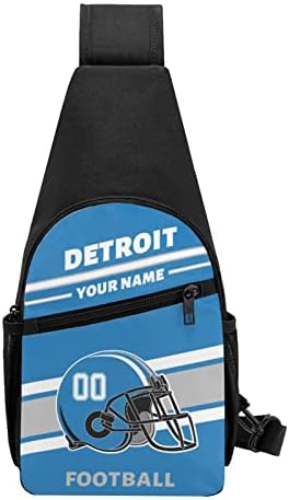 Custom Sling Bag, Personalized Detroit Crossbody Bags for Men Women, Customize Name and Number Sling Shoulder Backpack, Chest Bag Hiking Travel Daypack for Outdoor