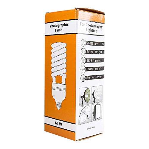 Foto&Tech Photography Daylight Bulb 65W 6500K 120V White Spiral Fluorescent Light Bulb Studio Light For Photography And Daylight Video Lighting (1) #TOP5