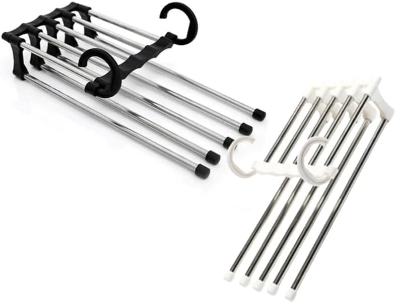 Kit Com 2 Cabides de Metal Inoxidável Para Pendurar Calças, 5 Esp...