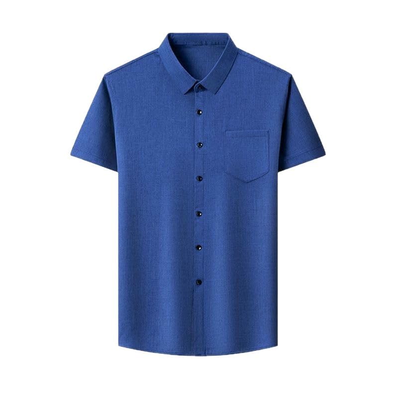 Chemise manches courtes homme en coton et lin uni USTZFTBCL