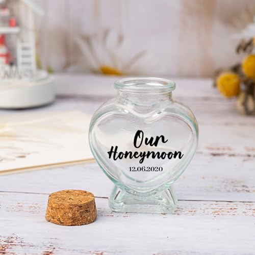 Customized Heart-Shaped Sand Jars for Weddings | Personalized Keepsake Bottles for Honeymoon Favors - Image 3