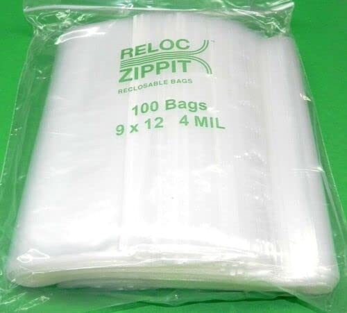 Reloc Zippit Beutel, 22,9 x 30,5 cm, transparent, 4 mm, wiederverschließbar, dick, strapazierfähig, mit Reißverschluss, 100 Stück JTS
