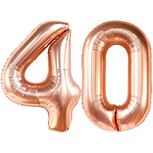Katchon 40 Balloon Numbers Rose Gold 40 Inch, 40 Birthday Decorations