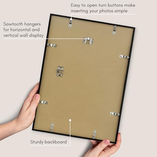 Americanflat 13x18 Picture Frame with Polished Plexiglass - Streamline Collection - Thin Border Picture Frame for Wall Display - Hanging Hardware Included - Black