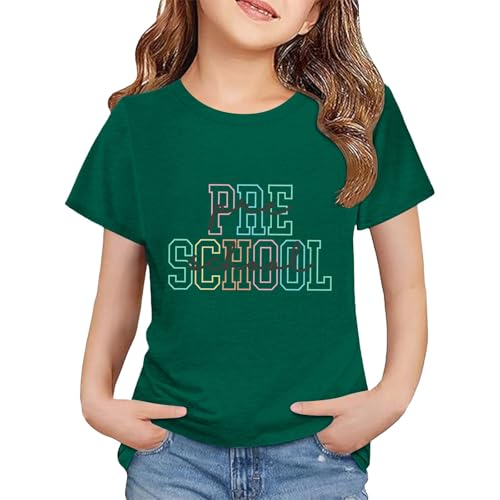 Toddler Kids Back to School Shirt Youth Boys Girls First Day of Preschool Tshirts Children Cute (a-Green, 10-11Years)
