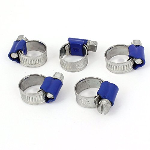 Aexit 5pcs 10mm Clamps Width Band 15mm to 30mm Adjustable Worm Drive Hose Clamp Strap Clamps Clip Fastener